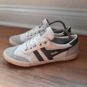 Gola Badminton Sneakers Off White Black CMA548 Mens Size 10 Canvas Shoes (#2297)